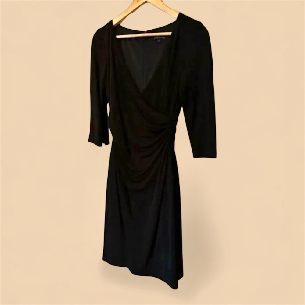 David Meister Black Side Ruched Dress Size 2